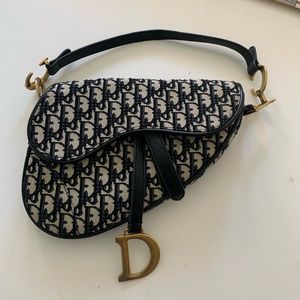 Dior saddle bag oblique canvas medium black